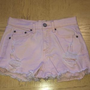 light pink jean shorts